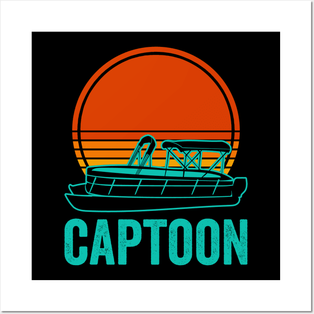 Pontoon Captain Funny Captoon Boat Lover Wall Art by Visual Vibes